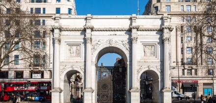 Marble Arch on a sunny winter day in London, England