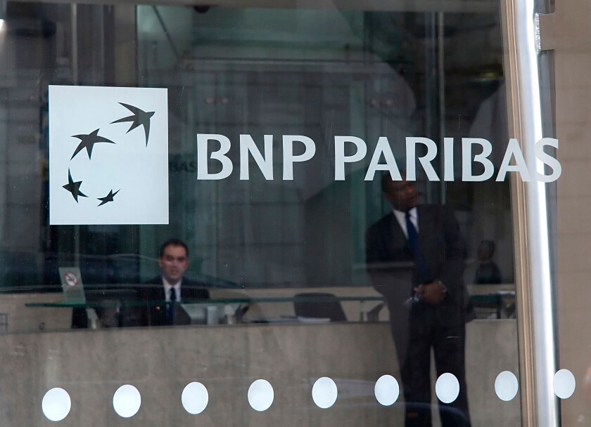 Exterior shot of BNP Paribas Bank, 10 Harewood Avenue, London.