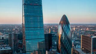 City of London skyline with the gherkin and cheesegrater skyscrapers