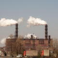 Smoke from the pipes of the mining and processing plant. 