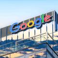 Google sign logo headquarters building, Toronto, Canada. Digital enhancement