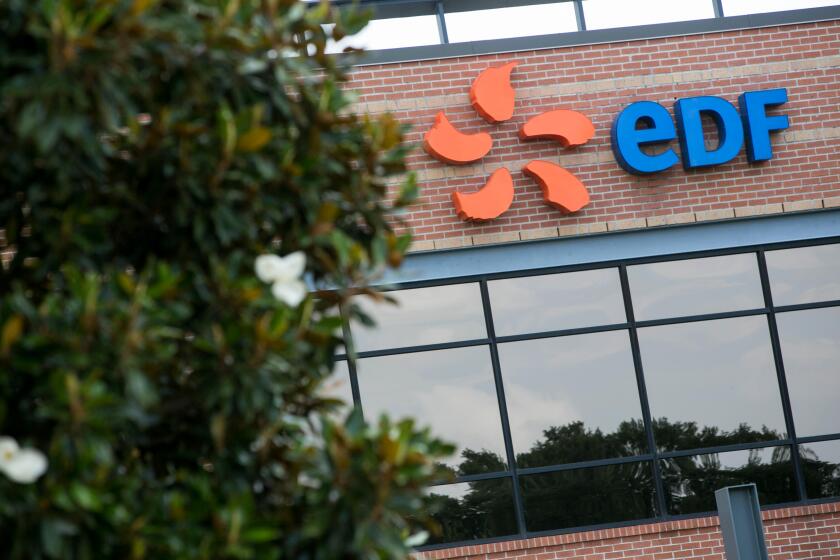 A logo sign outside of a facility occupied by EDF Trading Limited in Houston, Texas, on May 27, 2017.