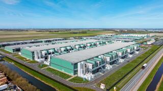 Large data center complex in a rural landscape in Europe
