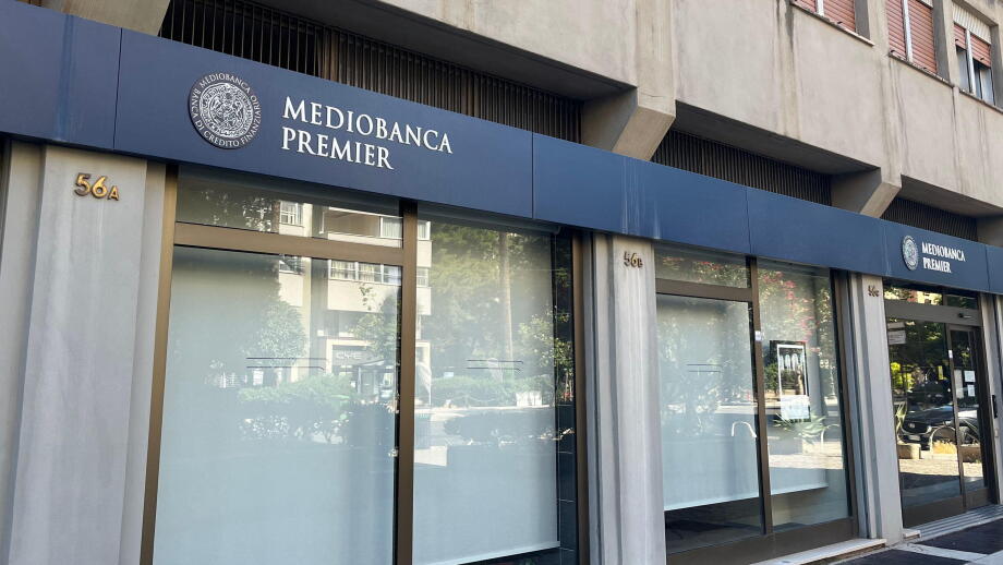 Palermo, Italy. 21st June, 2026. The Mediobanca Premier sign is displayed at a bank branch in Palermo, Italy, on June 21, 2026. (Photo by Cristian Bonaviri/Sipa USA) Credit: Sipa US/Alamy Live News