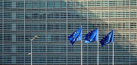EU flags in front of European Commission