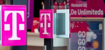 DORDRECHT, NETHERLANDS, JANUARY 13: View of a T-Mobile logo at a storefront on January 13, 2021 in Dordrecht, Netherlands. Newspaper Het Financieele Dagblad (FD) reports that Deutsche Telekom is preparing to sell its daughter company T-Mobile in The Nethe