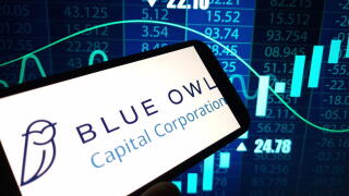 Konskie, Poland - November 24, 2024: Blue Owl Capital company logo displayed on mobile phone