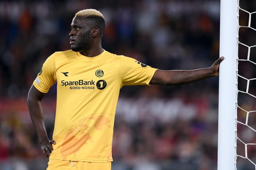 Victor Boniface of Bodo/Glimt during the UEFA Conference League match between Roma and Roma at Stadio Olimpico, Rome, Italy on 14 April 2022. Photo by Giuseppe Maffia.