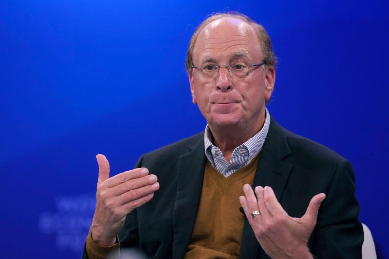 CEO of BlackRock Larry Fink speaks at the Annual Meeting of World Economic Forum in Davos, Switzerland, Thursday, Jan. 23, 2025. (AP Photo/Markus Schreiber)