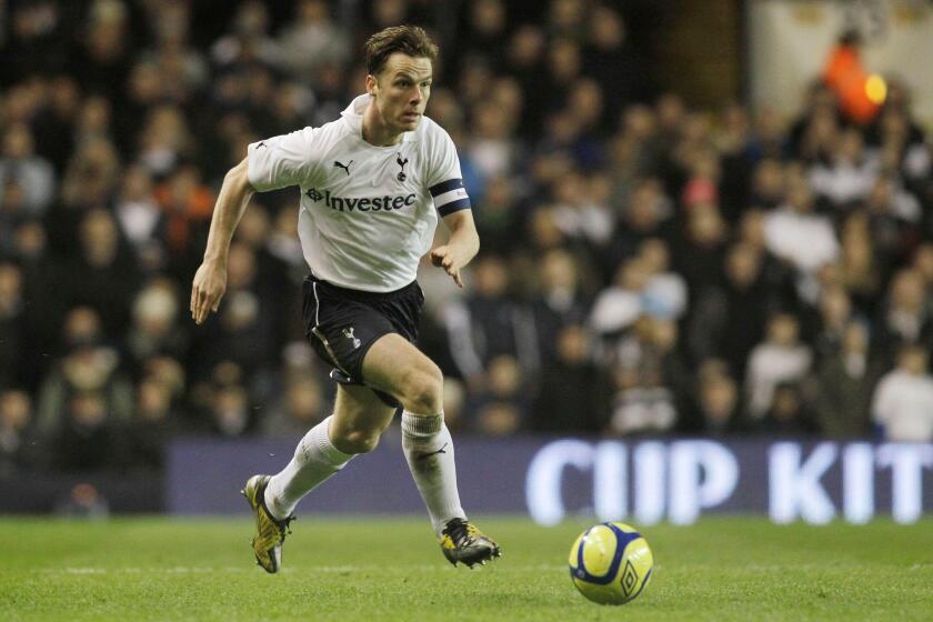 Tottenham Hotspur's Scott Parker plays against Stevenage during their English FA Cup fifth round replay soccer match at White Hart Lane, London, Wednesday, March 7, 2012. (AP Photo/Sang Tan)