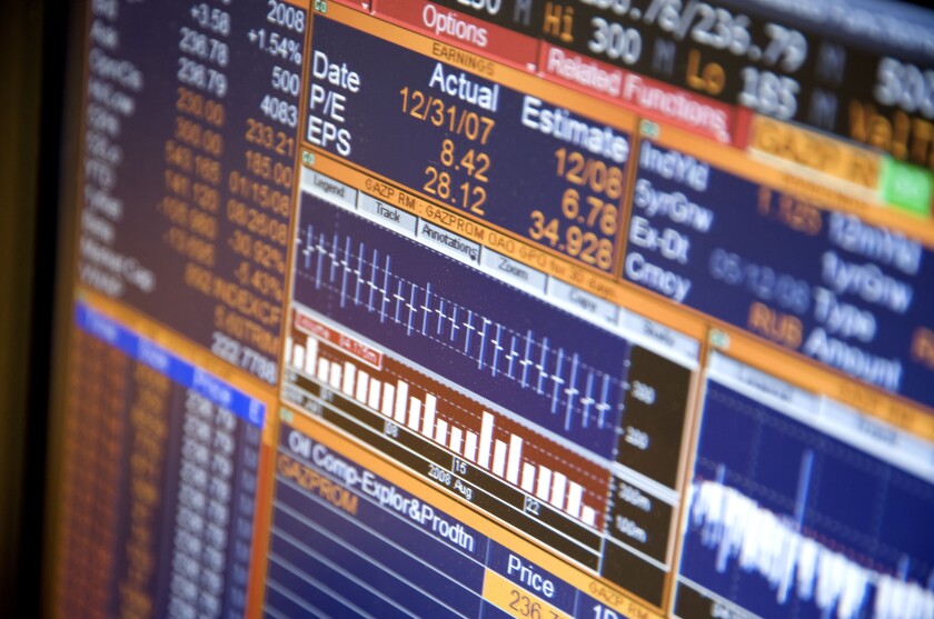 Trading screen close up