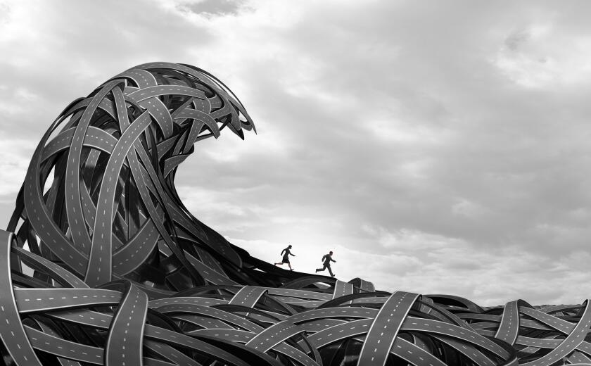 Business path challenges and uncertainty as a corporate crisis or transportation confusion as a pathway strategy.