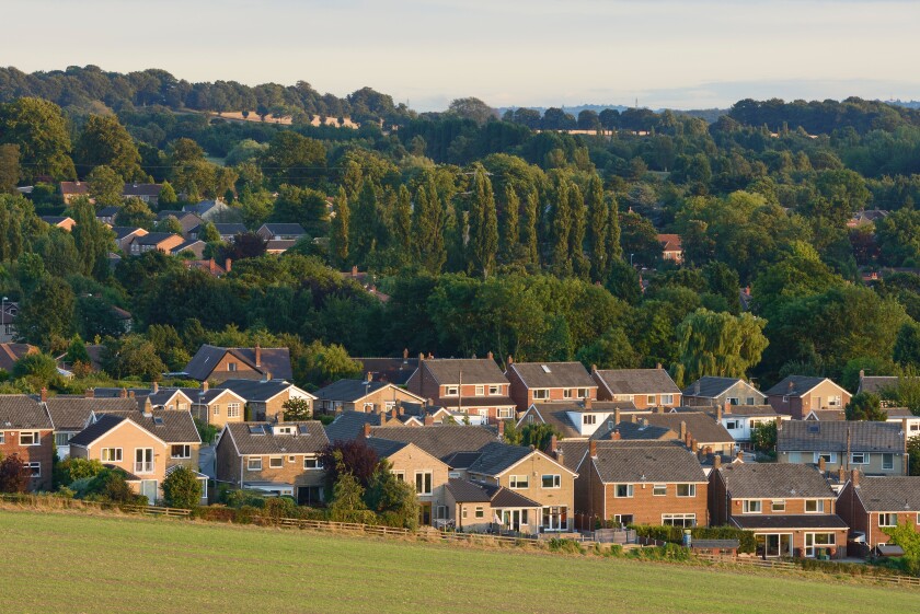 Housing and countryside close to Sandal Castle Wakefield UK