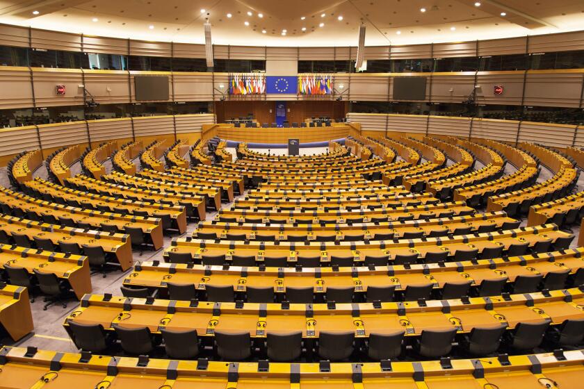 Hemicycle of the European Parliament in Brussels, Belgium.