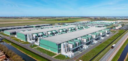 Large data center complex in a rural landscape in Europe