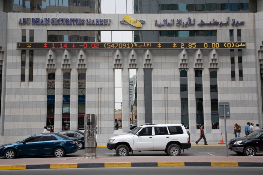 Abu Dhabi Securities Market building UAE exterior. Image shot 2007. Exact date unknown.