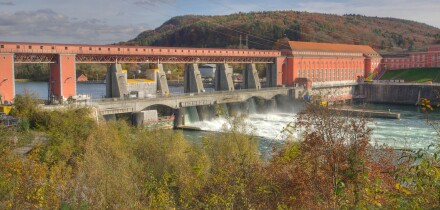 Eglisau, autumn, Rhine, hydroelectric power plant, energy, power station, canton Zurich, Switzerland