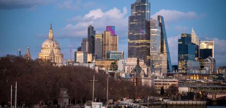 City of London skyline from Waterloo Bridge, London, England, UK