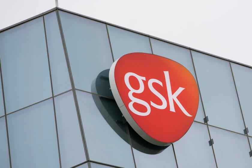 A logo sign outside of a facility occupied by GlaxoSmithKline (GSK) in Philadelphia, Pennsylvania on November 7, 2015.