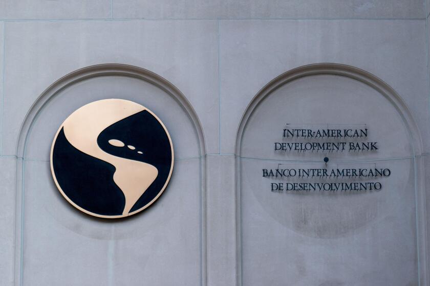 Washington, D.C. / USA - June 14 2020: Sign in front of the Inter-American Development Bank, BID, in Washington.