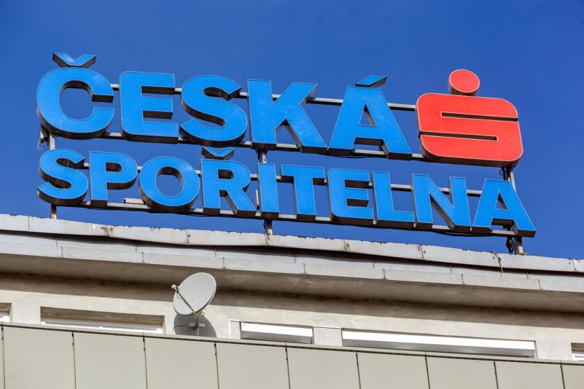 Ceska Sporitelna sign,  Erste Bank Group, Prague Czech Republic