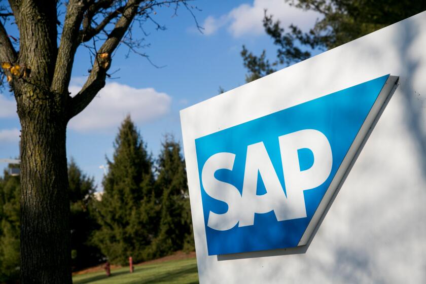 A logo sign outside of a facility occupied by SAP SE in Newtown Square, Pennsylvania on December 10, 2016.