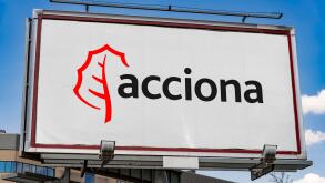Advertisement billboard displaying logo of Acciona