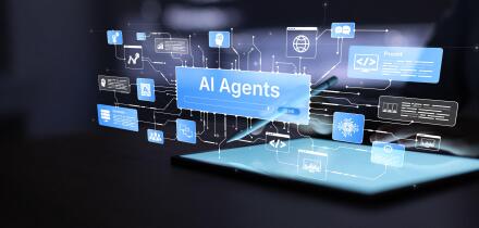 AI Agents Intelligent Workflow Automation System with Machine Learning Integration Data Analytics and Tablet Interface Interaction Technology.