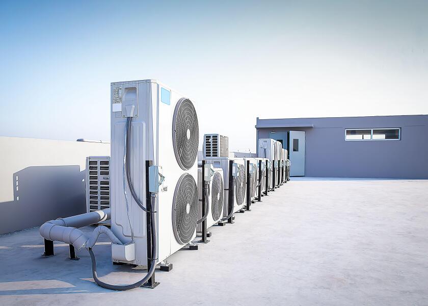 Air conditioning (HVAC) on the roof of an industrial building.