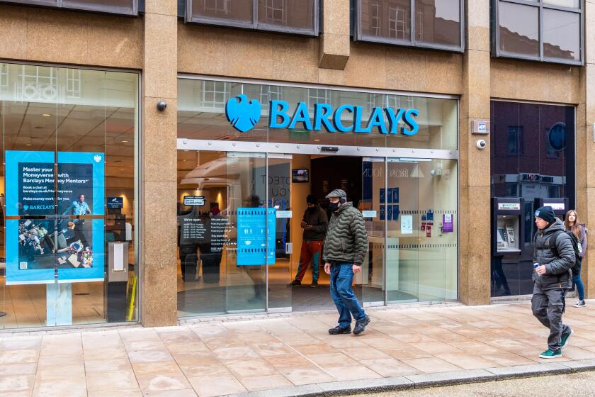 Exterior of Barclays Bank in High Street, Coventry, West Midlands, UK.