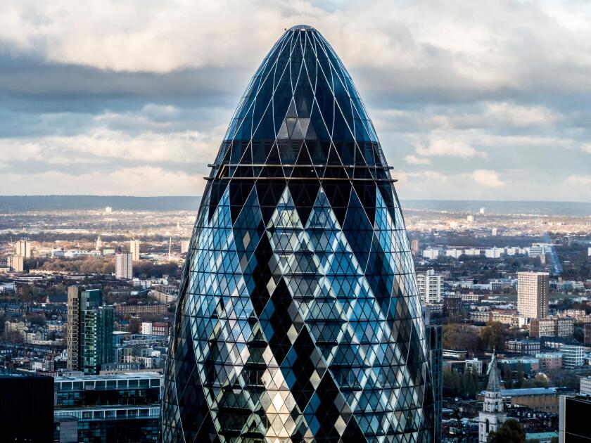 The Gherkin building, London, UK.