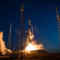 CAPE CANAVERAL, FLORIDA, USA - 17 March 2023 - A SpaceX Falcon 9 rocket launches off from Cape Canaveral, Florida, USA carrying SES-18 & SES-19, which