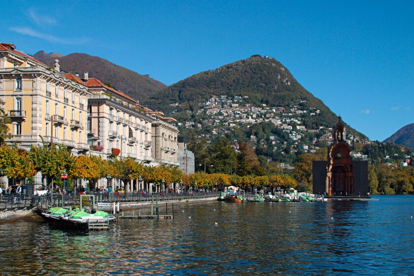 Switzerland Lugano Lake promenade Monte Bre 