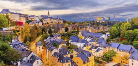 Luxembourg city, the capital of Grand Duchy of Luxembourg. The Old Town and Grund quarter.