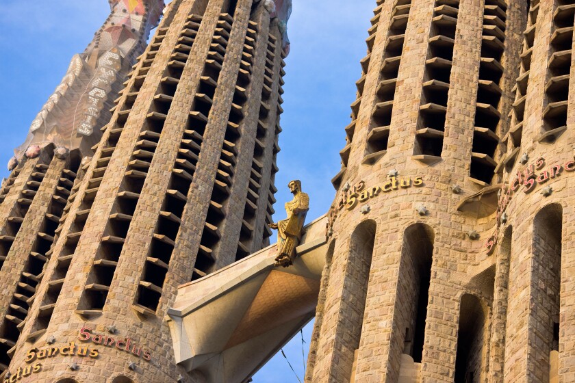 Detail of the Sagrada Familia church in Barcelona, Spain