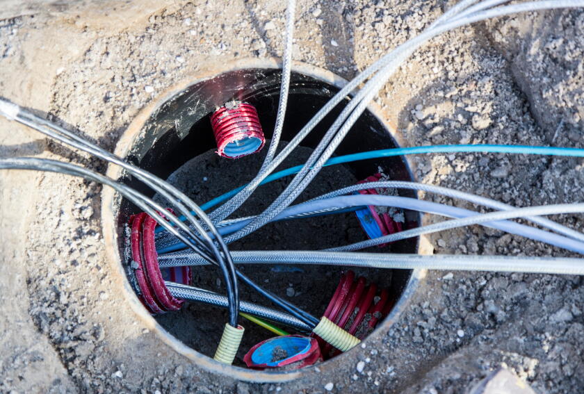Alkmaar, North Holland, Old Town, cables for telecommunications are laid, fiber optic cable, internet, phone, TV