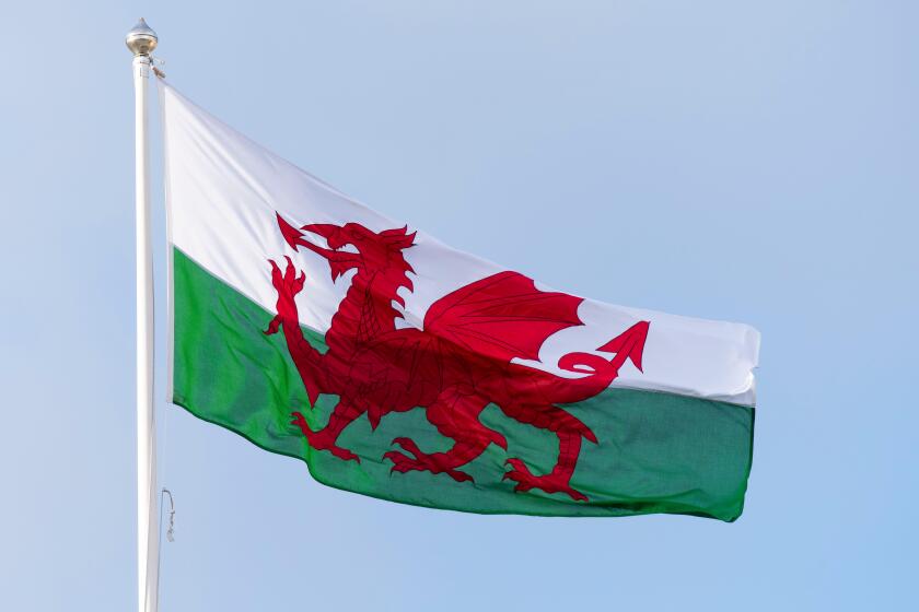 Wales flag flying on a sunny day.