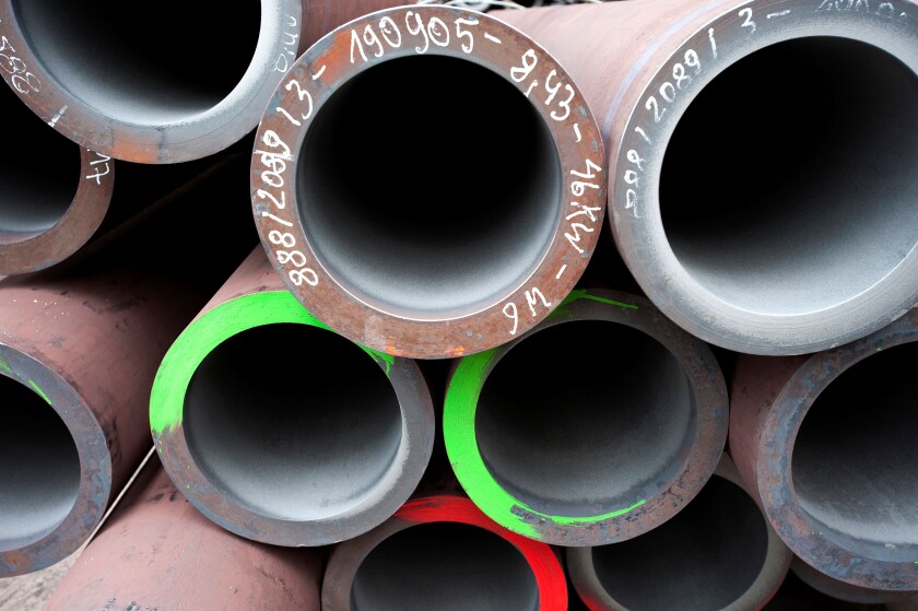 Precut pipes for subsequent uses, Vallourec & Mannesmann Tubes, Rath factory, Duesseldorf, North Rhine-Westphalia
