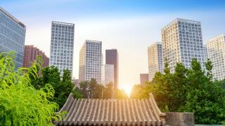 High-rise buildings in the financial district of the city, Beijing, China.