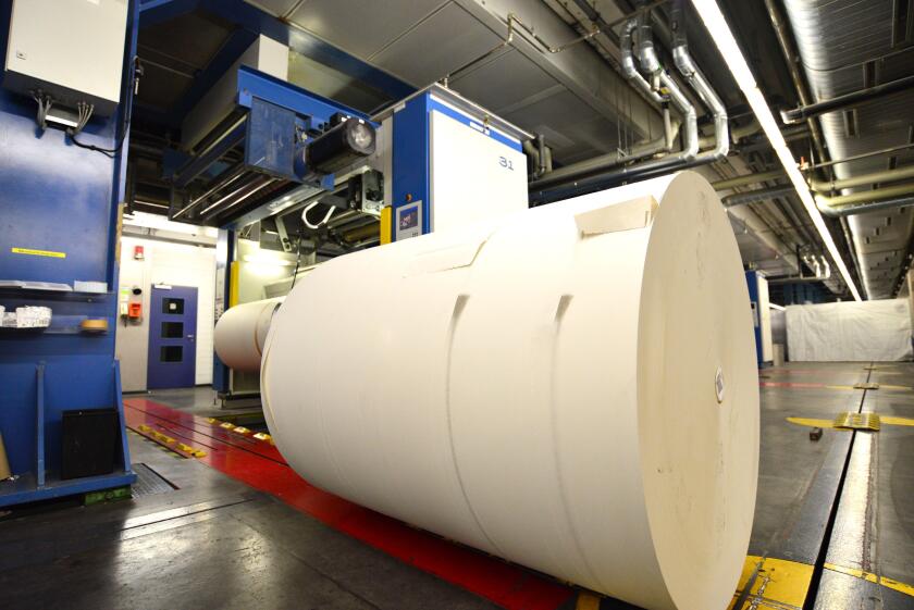 roll offset print machine in a large print shop for production of newspapers & magazines