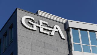 Logo GEA on the building, headquarters of the industrial group GEA Group AG, Duesseldorf, North Rhine-Westphalia, Germany