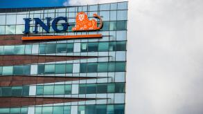 Amsterdam, Netherlands. June 27, 2015. Logo of ING bank at De Entree building