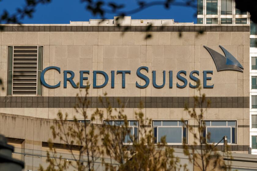 Credit Suisse offices at Canary Wharf, London England United Kingdom UK
