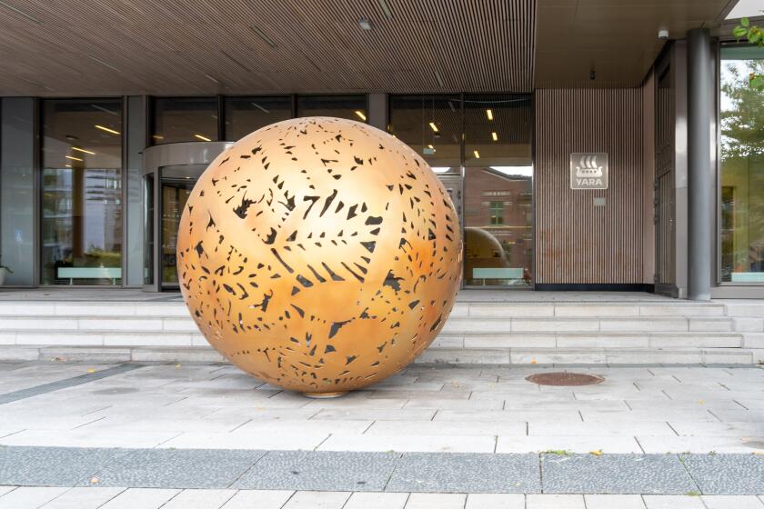 Oslo, Norway - October 14, 2022: The entrance to Yara headquarters in Oslo, Norway.