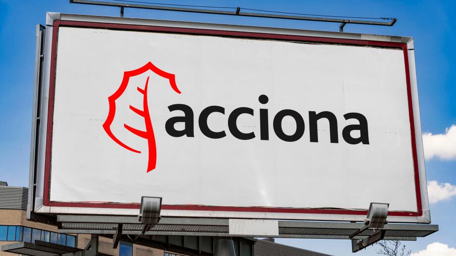 Advertisement billboard displaying logo of Acciona