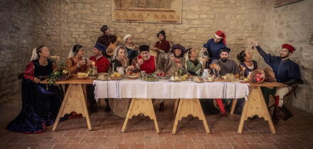 Montefiore Conca, Italy. 25th Sep, 2021. Rocca di Montefiore Conca, Italy. Daily life in the castle, XV century. The banquet Credit: Independent Photo Agency/Alamy Live News