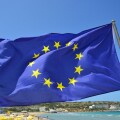 European flag (EU), Ghadira Bay, Mellieha (il-Mellieha), Northern District, Malta Majjistral Region, Republic of Malta
