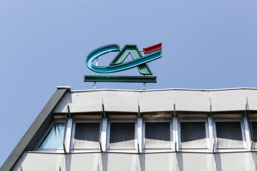 Grenoble, France - June 24, 2017: Credit Agricole office building. Credit Agricole is a French network of cooperative and mutual banks
