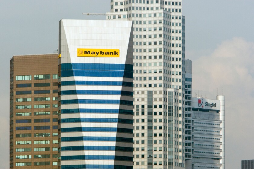 Financial district buildings view from Singapore Flyer