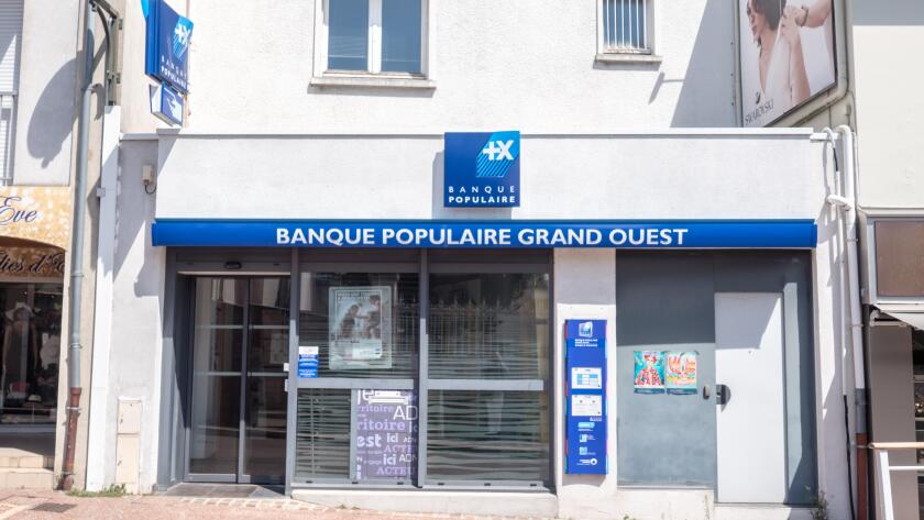 Banque Populaire bank facade, Pornic, France 10-8-10